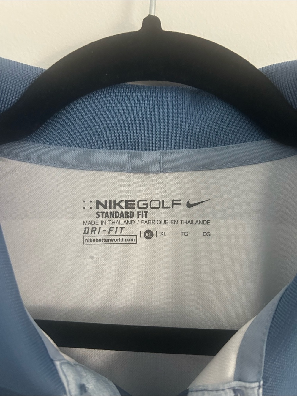 Nike Golf Dri-FIT Polo Shirt Mens XL Blue Gray Striped Short Sleeve Performance - Picture 2 of 7